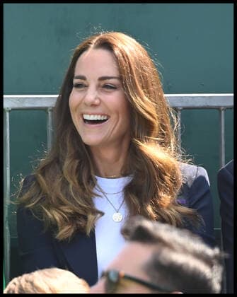 . 02 07 2021. London, United Kingdom. Kate Middleton, Duchess of Cambridge, on day five of the Wimbledon Tennis Championships in London.  xStephenxLockx xi-Imagesx IIM-22344-0011