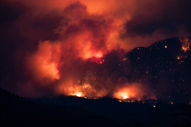 July 1, 2021, Lytton, BC, Canada: A wildfire burns on the side of a mountain in Lytton, B.C., Thursday, July 1, 2021. Lytton Canada  - ZUMAc35_ 20210701_zaf_c35_310 Copyright: xDarrylxDyckx