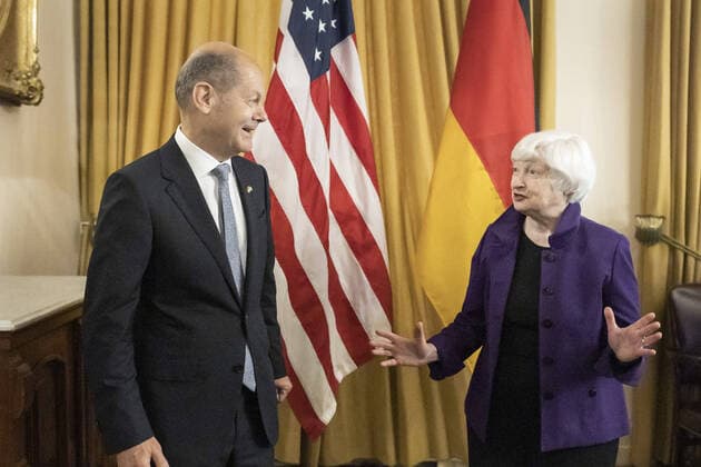 German Finance Minister Olaf Scholz SPD meets United States Treasury Secretary Janet Yellen in Washington 02 07 2021 Washington United States of America Copyright: xXanderxHeinl photothek.dex