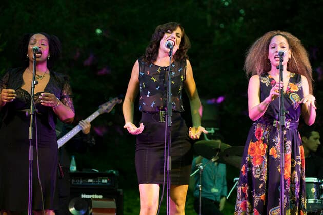 July 2, 2021, Madrid, Spain: Aurora Garcia, Ela Ruiz and Erin Corine perform during the Ladies of Jazz & Soul of the Jazz Palacio Real 2021 festival at the Campo del Moro Gardens in Madrid. Madrid Spain - ZUMAs197 20210702_zaa_s197_190 Copyright: xAtilanoxGarciax