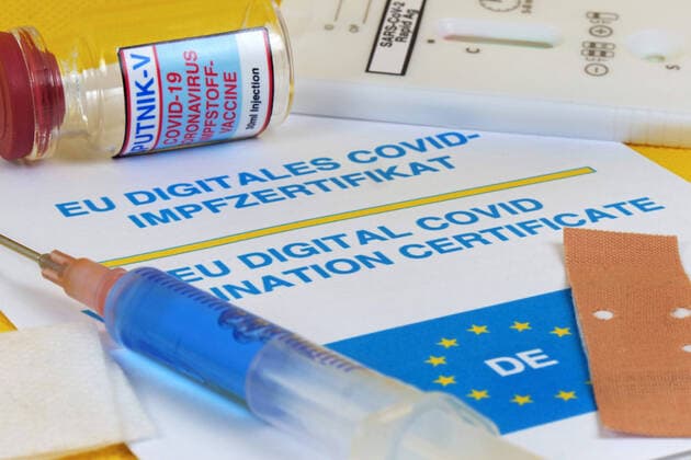 EU vaccination certificate as a symbol Vaccination certificate