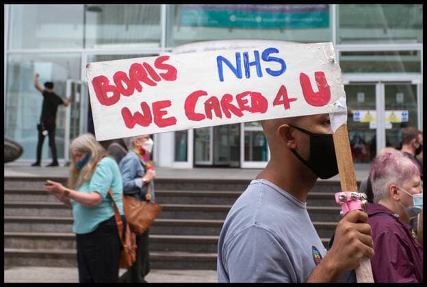 Bilder des Jahres 2021, News 07 Juli News Themen der Woche KW26 News Bilder des Tages . 03 07 2021. London, United Kingdom. NHS Anniversary March. Anniversary march by NHS staff and supporters from University College Hospital London to Whitehall.  xMartynxWheatleyx xi-Imagesx IIM-22348-0009