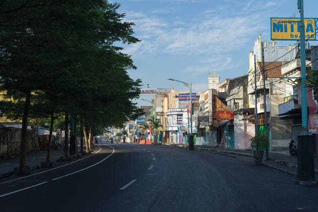 Emergency Public Activity Restriction Amid Covid 19 In Indonesia A view of an empty street during emergency public activity restriction amid COVID-19 pandemic in Salatiga city, Indonesia on July 4, 2021. Indonesian government imposes emergency public activity restriction on July 3-20, in Java and Bali with a number of regulations to reduce the spread of COVID-19. Salatiga City Indonesia wicaksono-notitle210704_nplt4  Copyright: xGalihxYogax