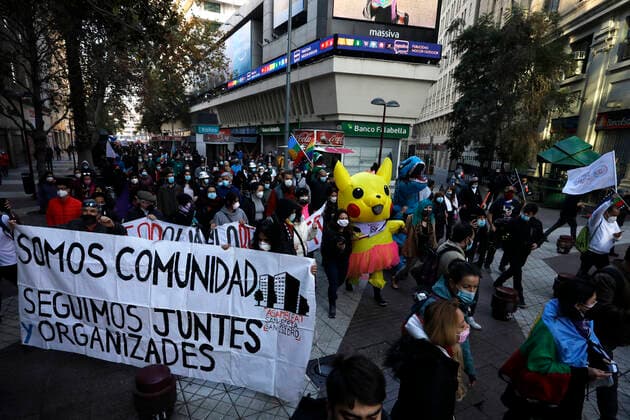 Santiago, July 4, 2021 Adherents of the Peoples List, along with their elected convenors, gather to march from Baquedano Square to the former National Congress where the first session of the Constituent Assembly will be held Andres Pina Aton Chile, Santiago Chile Aton 522663  Copyright: ANDRESxPINA ATONxCHILE