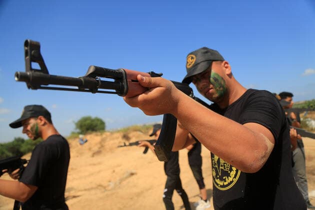 July 4, 2021, Gaza city, Gaza Strip, Palestinian Territory: Young Palestinians take part in a military summer camp organised by the Islamic Jihad Movement, in Gaza City on July 04, 2021 Gaza city Palestinian Territory - ZUMAap3_ 20210704_zaf_ap3_111 Copyright: xDawoudxAboxAlkasx