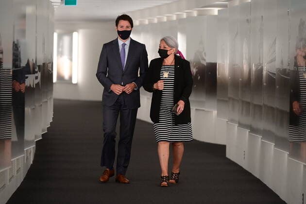 July 6, 2021, Gatineau, PQ, Canada: Prime Minister Justin Trudeau and Mary Simon arrive for an announcement at the Canadian Museum of History in Gatineau, Que., on Tuesday, July 6, 2021. Simon, an Inuk leader and former Canadian diplomat, has been named as Canada s next governor general †the first Indigenous person to serve in the role. Gatineau Canada - ZUMAc35_ 20210706_zaf_c35_002 Copyright: xSeanxKilpatrickx