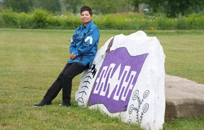 July 6, 2021, KAHNAWAKE, PQ, Canada: Kahnawake Grand Chief Kahsennenhawe Sky-Deer is seen in Kahnawake, Que. on Tuesday, July 6, 2021. KAHNAWAKE Canada  - ZUMAc35_ 20210706_zaf_c35_028 Copyright: xPaulxChiassonx