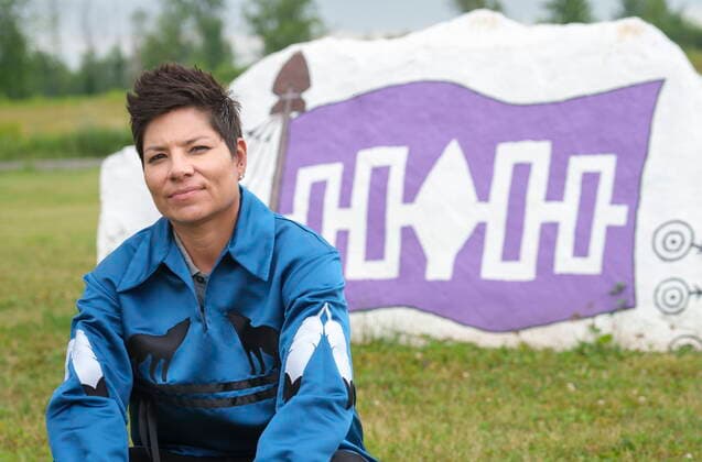 News Bilder des Tages July 6, 2021, KAHNAWAKE, PQ, Canada: Kahnawake Grand Chief Kahsennenhawe Sky-Deer is seen in Kahnawake, Que. on Tuesday, July 6, 2021. KAHNAWAKE Canada  - ZUMAc35_ 20210706_zaf_c35_030 Copyright: xPaulxChiassonx