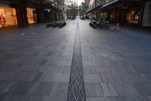 NSW CORONAVIRUS COVID19, A near empty Pitt Street Mall is seen in the central business district in Sydney, Wednesday, July 7, 2021. Media sources are reporting that the NSW government is to confirm the greater Sydney lockdown will be extended by a week as the state?s case numbers refuse to drop into the single digits. ( NO ARCHIVING, EDITORIAL USE ONLY, NO USE IN BOOKS WITHOUT CONSENT SYDNEY NSW AUSTRALIA  Copyright: xMICKxTSIKASx 20210707001555374646