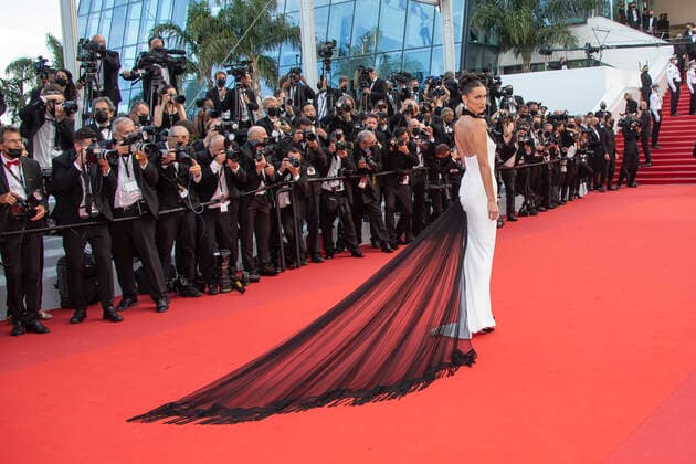 Bella Hadid attends the Annette screening and opening ceremony during the 74th annual Cannes Film Festival on July 06, 2021 in Cannes, France. Photo: Franck Boham imageSPACE MediaPunch Copyright: ximageSPACEx