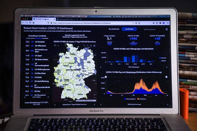 Coronavirus in Germany Covid 19 Dashboard of the Robert Koch Institute 07 07 2021 Robert Koch Institute 7 days Incidence 5.1 7 days Number of cases 4 228 COVID 19 cases 3 732 549 Addition of 985 compared to previous day COVID 19 deaths 91 110 Addition of 48 compared to previous day
