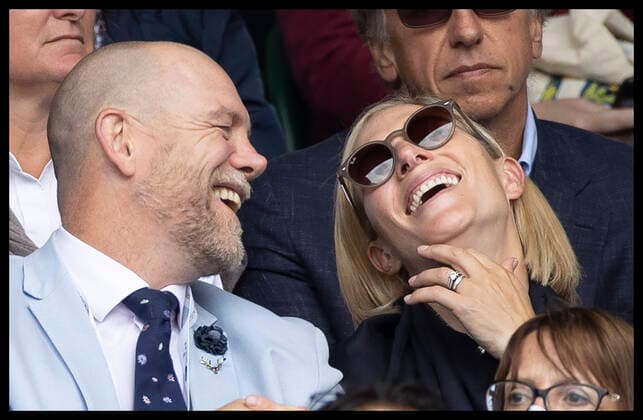 . 07 07 2021. London, United Kingdom. Mike and Zara Tindall watch the tennis on Centre Court on day nine of the Wimbledon Tennis Championships in London.  xStephenxLockx xi-Imagesx IIM-22370-0082