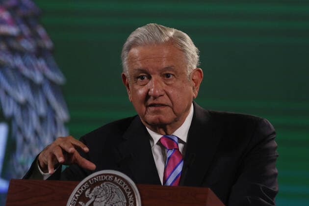Mexico™s President Lopez Obrador At News Conference MEXICO CITY, MEXICO - JULY 8: Mexico™s President Andres Manuel Lopez Obrador gesticulates while offers a speech to media at National Palace on July 8, 2021 in Mexico City, Mexico. Copyright: xIsmaelxRosasx EYEPIXGROUP_IR_08072021_10242