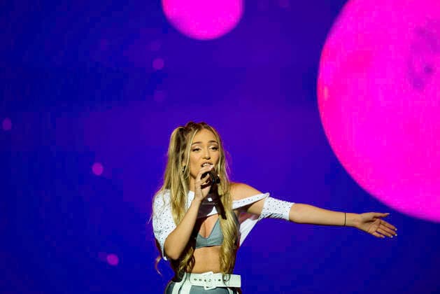 July 9, 2021, Valencia, Spain: Ana Mena performs on stage during the Big Sound Festival..Ana Mena Rojas (born February 25, 1997) is a Spanish singer and actress. In 2010 Ana Mena participated in Disney s musical reality show My Camp Rock 2 , ending up as the winner..First edition of the urban music festival Big Sound Festival held in Estadi Ciutat de Valencia, Spain. Valencia Spain - ZUMAs197 20210709_zaa_s197_015 Copyright: xXiscoxNavarrox