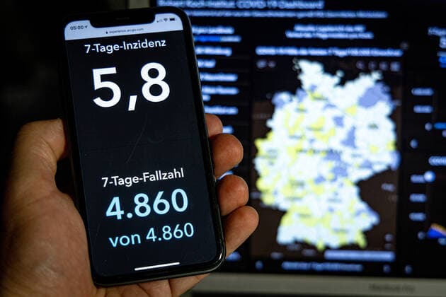 Coronavirus in Germany Covid 19 Dashboard of the Robert Koch Institute 10 07 2021 Robert Koch Institute 7 days Incidence 5.8 7 days Number of cases 4 860 COVID 19 cases 3 735 420 Addition of 952 compared to previous day COVID 19 deaths 91 225 Addition of 35 compared to previous day
