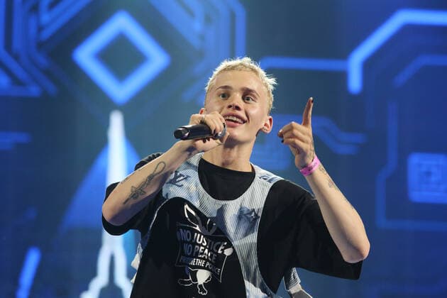ST PETERSBURG, RUSSIA â€“ JULY 9, 2021: Blogger and singer Danya Milokhin performs at a concert as part of the White Nights of St Petersburg music festival at the Sibur Arena. Valentin Yegorshin TASS  TS107B77