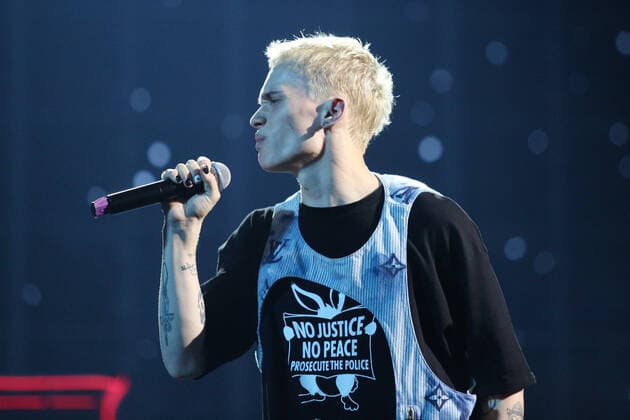 ST PETERSBURG, RUSSIA â€“ JULY 9, 2021: Blogger and singer Danya Milokhin performs at a concert as part of the White Nights of St Petersburg music festival at the Sibur Arena. Valentin Yegorshin TASS  TS107B7A