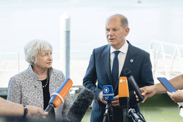 Bilder des Jahres 2021, News 07 Juli News Bilder des Tages Bundesfinanzminister Olaf Scholz (SPD) trifft die Finanzministerin der Vereinigten Staaten von Amerika, Janet Yellen, im Rahmen des G20 Gipfels in Venedig, 10.07.2021. Venedig Italien *** German Finance Minister Olaf Scholz SPD meets United States Treasury Secretary Janet Yellen at the G20 Summit in Venice, 10 07 2021 Venice Italy Copyright: xXanderxHeinl photothek.dex