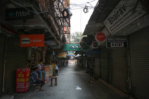 NEW DELHI, INDIA JULY 10: A deserted view of Gaffar Market after the Delhi Disaster Management Authority (DDMA) on Friday ordered temporary closure of Gaffar Market and Naiwala Market in central Delhi?s Karol Bagh -- popular for car accessories and electronic gadgets -- for at least two days, citing violation of Covid-19 regulations, on July 10, 2021 in New Delhi, India. In the last 10 days, the authorities have similarly cracked down on at least nine such popular markets in the city, including the Lajpat Nagar Central Market and Laxmi Nagar market. (Photo by Sanchit Khanna Hindustan Times ) Two Karol Bagh Markets Temporarily Closed Over Violation Of Covid Norms