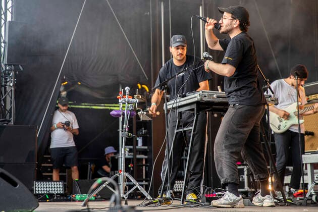 Djamin Izadi, Jakob Amr and Lennart Eicke of the Leonids live at the Picnic Concert at the Zoopark Festwiese Erfurt, 10 07 2021 Foto:xM.xKremerx xFuturexImage