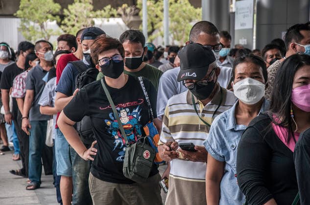 July 11, 2021, Bangkok, Thailand: People wait to be vaccinated with AstraZeneca vaccine outside Bang Sue Grand Station during a vaccination against COVID-19 at Bang Sue Grand Station in Bangkok. .Thailand has a record high of 86 new Covid-19 fatalities and 9,539 new cases over the past 24 hours, the Public Health Ministry reported. Bangkok Thailand - ZUMAs197 20210711_zaa_s197_073 Copyright: xPeeraponxBoonyakiatx