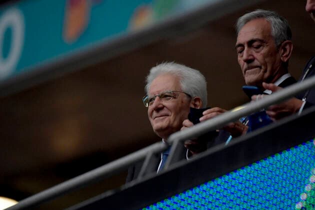 Italian President Sergio Mattarella and Gabriele Gravina during the Uefa Euro 2020 Final football match between Italy and England at Wembley stadium in London (England), July 11th, 2021. Photo Andrea Staccioli Insidefoto andreaxstaccioli