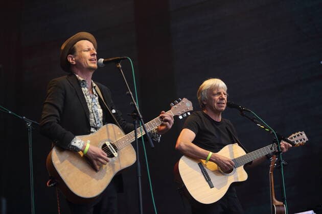Alexander Scheer and Andreas Dresen, f l , at a concert at the Waschhaus in Potsdam, 11 July 2021 Waschhaus Open Air