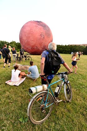A giant inflatable model of the planet Mars is exhibited by the Brno Observatory and Planetarium on the Cow Mountain in Brno, Czech Republic, on July 12, 2021. (CTKxPhoto IgorxZehl) CTKPhotoP2021071209118  zeh