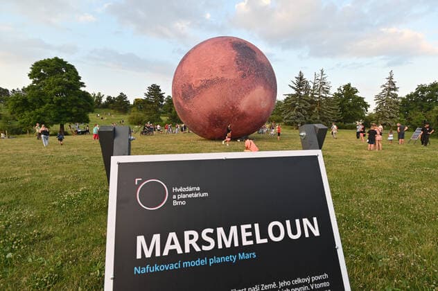 A giant inflatable model of the planet Mars is exhibited by the Brno Observatory and Planetarium on the Cow Mountain in Brno, Czech Republic, on July 12, 2021. (CTKxPhoto IgorxZehl) CTKPhotoP2021071209120  zeh