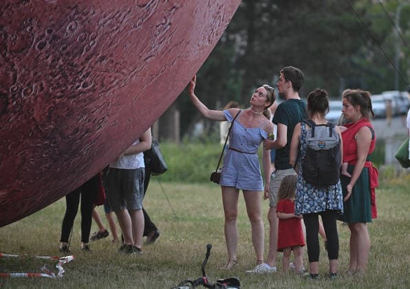 A giant inflatable model of the planet Mars is exhibited by the Brno Observatory and Planetarium on the Cow Mountain in Brno, Czech Republic, on July 12, 2021. (CTKxPhoto IgorxZehl) CTKPhotoP2021071209416  zeh