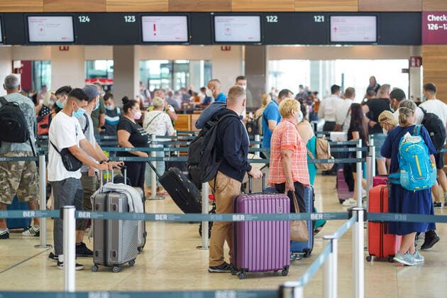 13 07 2021,Schoenefeld,Brandenburg,Germany,GER,Berlin Brandenburg Airport Willy Brandt Terminal T1 Check In