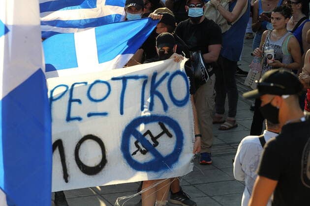 Coronavirus in Griechenland, Protest gegen Coronamaßnahmen in Athen July 14, 2021, Athens, Greece: Protesters in Athens have gathered to oppose government s new Covid 19 measures. Athens Greece - ZUMAv62_ 20210714_zaf_v62_004 Copyright: xAristidisxVafeiadakisx
