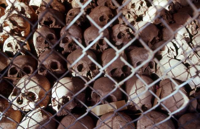 Located in Phnom Penh, the capital of Cambodia, Tuol Sleng is a former high school which was used as the notorious Security Prison 21 (S-21) by the Khmer Rouge communist regime from its rise to power in 1975 to its fall in 1979. An estimated 17,000 Cambodians, including a great number of women and children, were tortured at S-21 into giving confessions and naming accomplices for so-called crimes against the state. Many of the Khmer Rouge™s own cadres were killed at Tuol Sleng after being purged from the Communist Party. Only seven persons are known to have survived S-21. Tuol Sleng means Hill of the Poisonous Trees or Strychnine Hill . The site is now the Tuol Sleng Genocide Museum. Cambodia: A pile of skulls at the Tuol Sleng Museum o xCPAxMediaxCo.xLtd.x Copyright: xGunnarxHeeschx