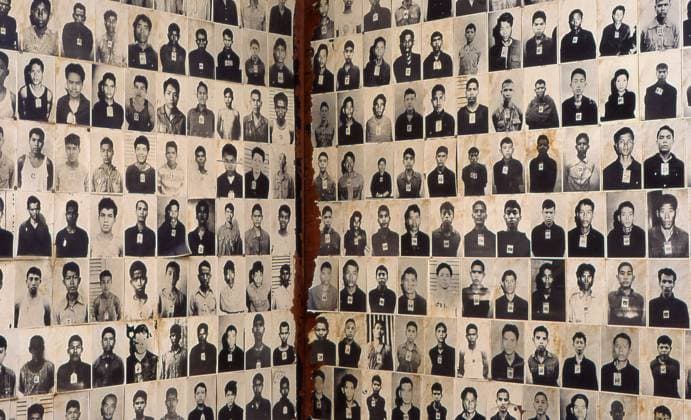 Located in Phnom Penh, the capital of Cambodia, Tuol Sleng is a former high school which was used as the notorious Security Prison 21 (S-21) by the Khmer Rouge communist regime from its rise to power in 1975 to its fall in 1979. An estimated 17,000 Cambodians, including a great number of women and children, were tortured at S-21 into giving confessions and naming accomplices for so-called crimes against the state. Many of the Khmer Rouge™s own cadres were killed at Tuol Sleng after being purged from the Communist Party. Only seven persons are known to have survived S-21. Tuol Sleng means Hill of the Poisonous Trees or Strychnine Hill . The site is now the Tuol Sleng Genocide Museum. Cambodia: Faces of victims appear from the walls, Tuo xCPAxMediaxCo.xLtd.x Copyright: xDavidxHenleyx
