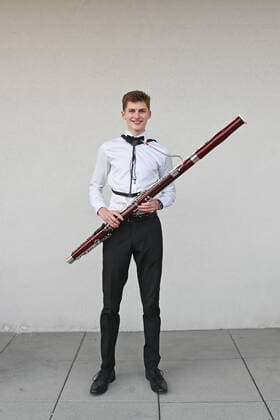 Concert of the UAS UPPERAUSTRIANSINFONIETTA at the Kulturzentrum Mezzo, in Ohlsdorf, as part of the Salzkammergut Festwochen Gmunden, on 16 07 21 The picture shows the soloist Matthäus Hauer with a bassoon 2021 Concert of the UAS UPPERAUSTRIANSINFONIETTA at the Kulturzentrum Mezzo, in Ohlsdorf, as part of the Salzkammergut Festwochen Gmunden, on 16 07 21