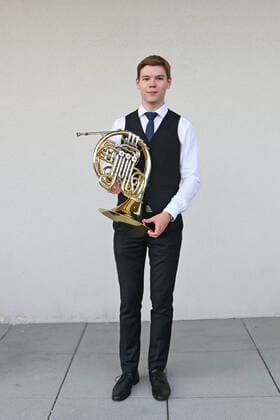 Concert of the UAS UPPERAUSTRIANSINFONIETTA at the Kulturzentrum Mezzo, in Ohlsdorf, as part of the Salzkammergut Festwochen Gmunden, on 16 07 21 The picture shows the soloist Maximilian Riefellner on french horn 2021 Concert of the UAS UPPERAUSTRIANSINFONIETTA at the Kulturzentrum Mezzo, in Ohlsdorf, as part of the Salzkammergut Festwochen Gmunden, on 16 07 21