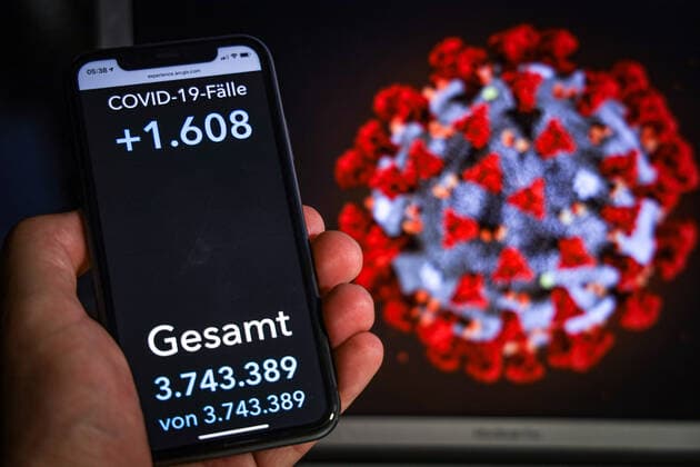 Coronavirus in Germany Covid 19 Dashboard of the Robert Koch Institute 17 07 2021 Robert Koch Institute 7 days Incidence 9.4 7 days Number of cases 7 834 COVID 19 cases 3 743 389 Addition of 1 608 compared to the previous day COVID 19 deaths 91 359 Addition of 22 compared to the previous day