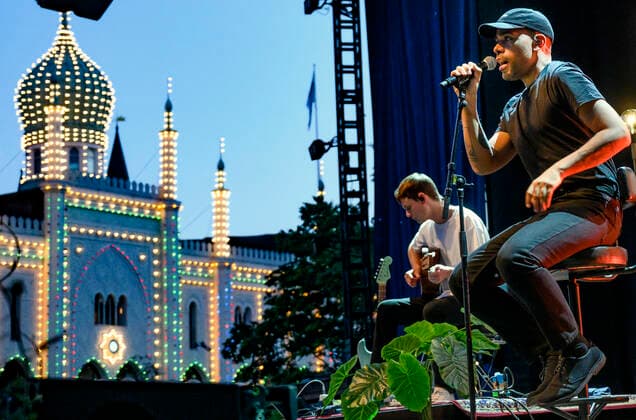 Danish Hans Philip plays up to Havefest paa Plaenen in Tivoli on Friday 16 July 2021 Havefest replaces Fredagsrock, which has been canceled due to the Covid 19 Corona crisis, Copenhagen  Copyright: TorbenxChristensen TorbenxChristensenx COP105 spdk20210717-010607-L