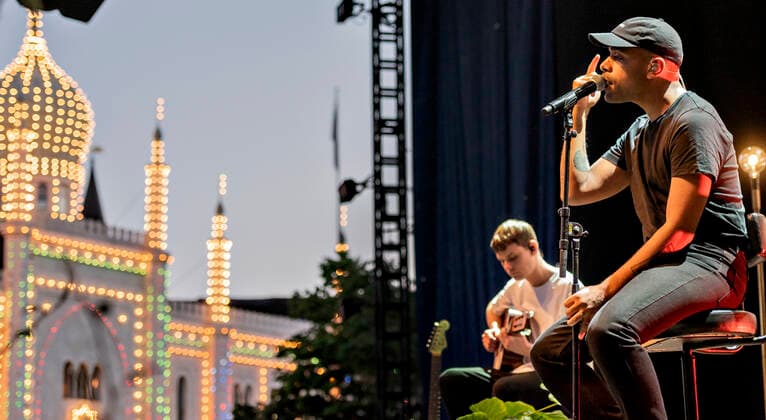 Danish Hans Philip plays up to Havefest paa Plaenen in Tivoli on Friday 16 July 2021 Havefest replaces Fredagsrock, which has been canceled due to the Covid 19 Corona crisis, Copenhagen  Copyright: TorbenxChristensen TorbenxChristensenx COP105 spdk20210717-010648-L