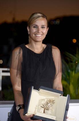 July 17, 2021, CANNES, France: Julia Ducournau poses with the Palme d Or Best Movie Award for Titane during the 74th annual Cannes Film Festival on July 17, 2021 in Cannes, France. CANNES France - ZUMAi09_ 20210717_zaf_i09_033 Copyright: xFrederickxInjimbertx