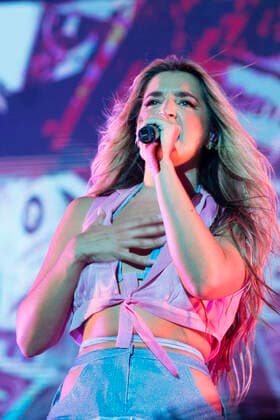 July 17, 2021, Madrid, Spain: Spanish singer, Lola Indigo performs on stage at Wizink Center. Madrid Spain - ZUMAs197 20210717_zaa_s197_179 Copyright: xAtilanoxGarciax