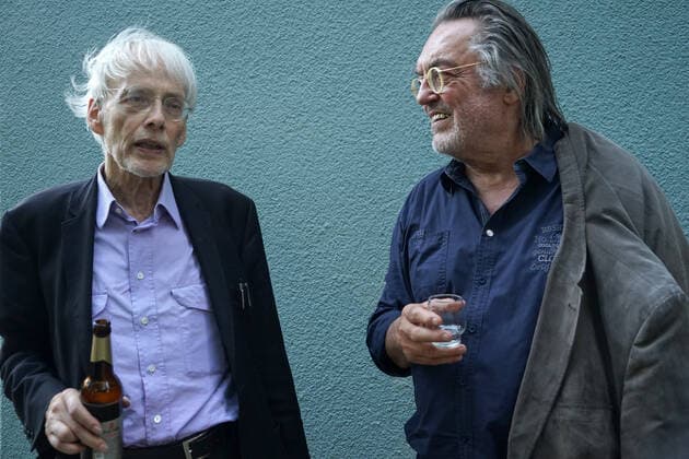 Timm Ulrichs, Hermann Treusch. Vernissage von Ulrichs Ausstellung im studio im HOCHHAUS, Berlin-Lichtenberg, 28.8.2016 *** Timm Ulrichs, Hermann Treusch Vernissage of Ulrichs exhibition at studio im HOCHHAUS, Berlin Lichtenberg, 28 8 2016