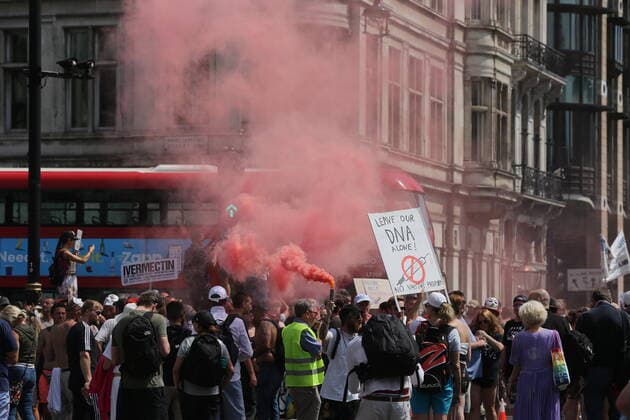 . 19 07 2021. London, United Kingdom. Anti Lockdown Protest. Covid deniers and other conspiracy theorists groups stage protest, Westminster.  xMartynxWheatleyx xi-Imagesx IIM-22428-0007