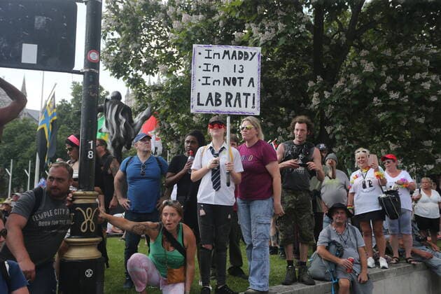 . 19 07 2021. London, United Kingdom. Anti Lockdown Protest. Covid deniers and other conspiracy theorists groups stage protest, Westminster.  xMartynxWheatleyx xi-Imagesx IIM-22428-0012