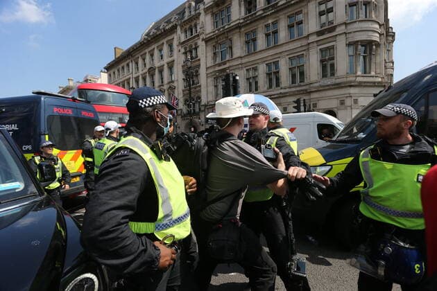 . 19 07 2021. London, United Kingdom. Anti Lockdown Protest. Covid deniers and other conspiracy theorists groups stage protest, Westminster.  xMartynxWheatleyx xi-Imagesx IIM-22428-0015