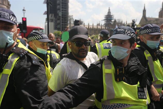 . 19 07 2021. London, United Kingdom. Anti Lockdown Protest. Covid deniers and other conspiracy theorists groups stage protest, Westminster.  xMartynxWheatleyx xi-Imagesx IIM-22428-0027