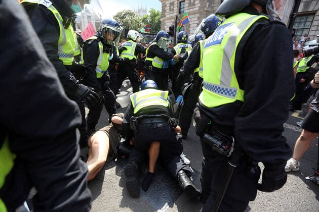 July 19, 2021, London, England, United Kingdom: Anti-lockdown and anti-vaccine protesters stage a demonstration in central London. Almost all coronavirus restrictions including social distancing and mask wearing are lifted in England from today onwards. The final stage of lockdown lifting acmes as countryÃ¢â‚¬â ¢s Health Secretary Sajid Javid tested positive for coronavirus and Prime Minister Boris Johnson and Chancellor RIshi Sunak pinged by NHS app and. Started self-isolation. London United Kingdom - ZUMAs262 20210719_zip_s262_096 Copyright: xTayfunxSalcix