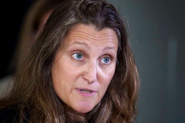 July 19, 2021, BOISBRIAND, PQ, Canada: Finance Minister Chrystia Freeland responds to a question during a news conference in Boisbriand, Que. on Monday, July 19, 2021. BOISBRIAND Canada  - ZUMAc35_ 20210719_zaf_c35_002 Copyright: xPaulxChiassonx