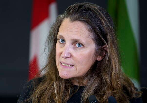 July 19, 2021, BOISBRIAND, PQ, Canada: Finance Minister Chrystia Freeland responds to a question during a news conference in Boisbriand, Que. on Monday, July 19, 2021. BOISBRIAND Canada  - ZUMAc35_ 20210719_zaf_c35_004 Copyright: xPaulxChiassonx