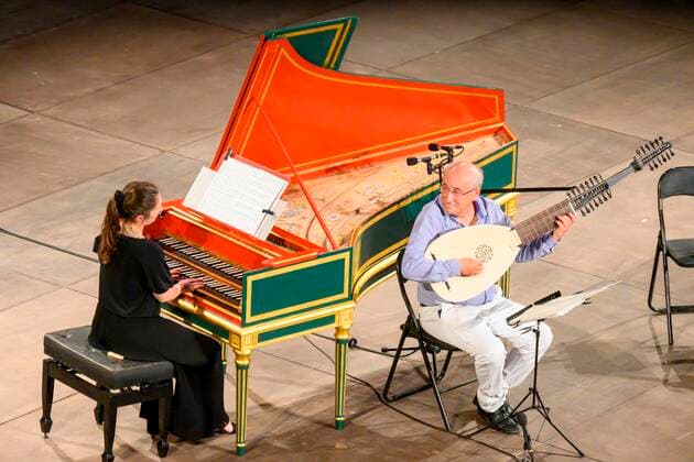 Spanish guitar Jose Miguel Moreno and pianist Ines Moreno perfoms on stage during 5th Guitar Festival of Granada celebrated at Carlos 5th Palace, Granada, Andalusia, 19 July 2021. EFE Miguel Angel Molina. 5TH GUITAR FESTIVAL OF GRANADA !ACHTUNG: NUR REDAKTIONELLE NUTZUNG!  Copyright: xmiguelxangelxmolinax FM1457 20210719-c65c3f898f0f6de3d5bad98ba4919551542a600c